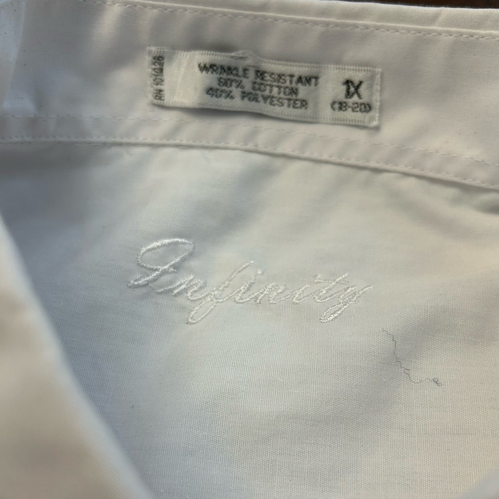 Infinity Raine White Button-Up Shirt with Multicolor Embroidered Accents 1X EUC - Picture 7 of 11